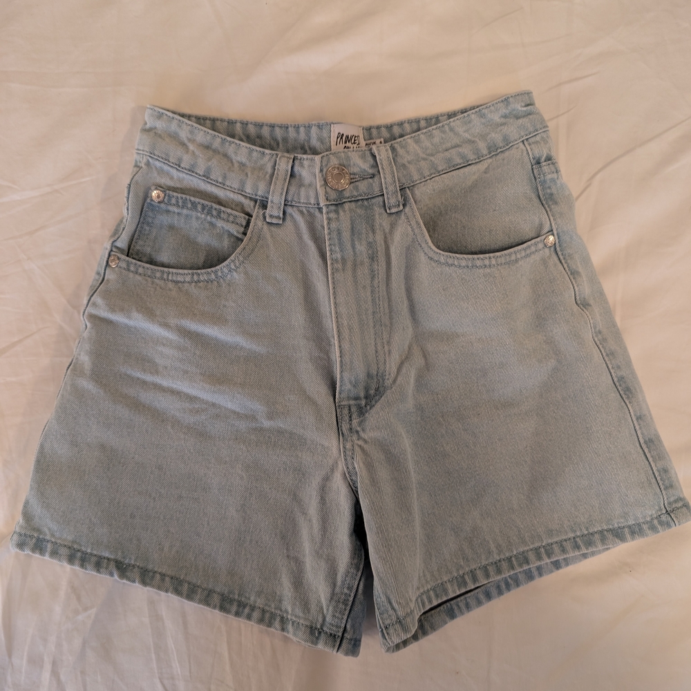 Princess Polly Blue Jean Shorts Distressed Cut-Off Style